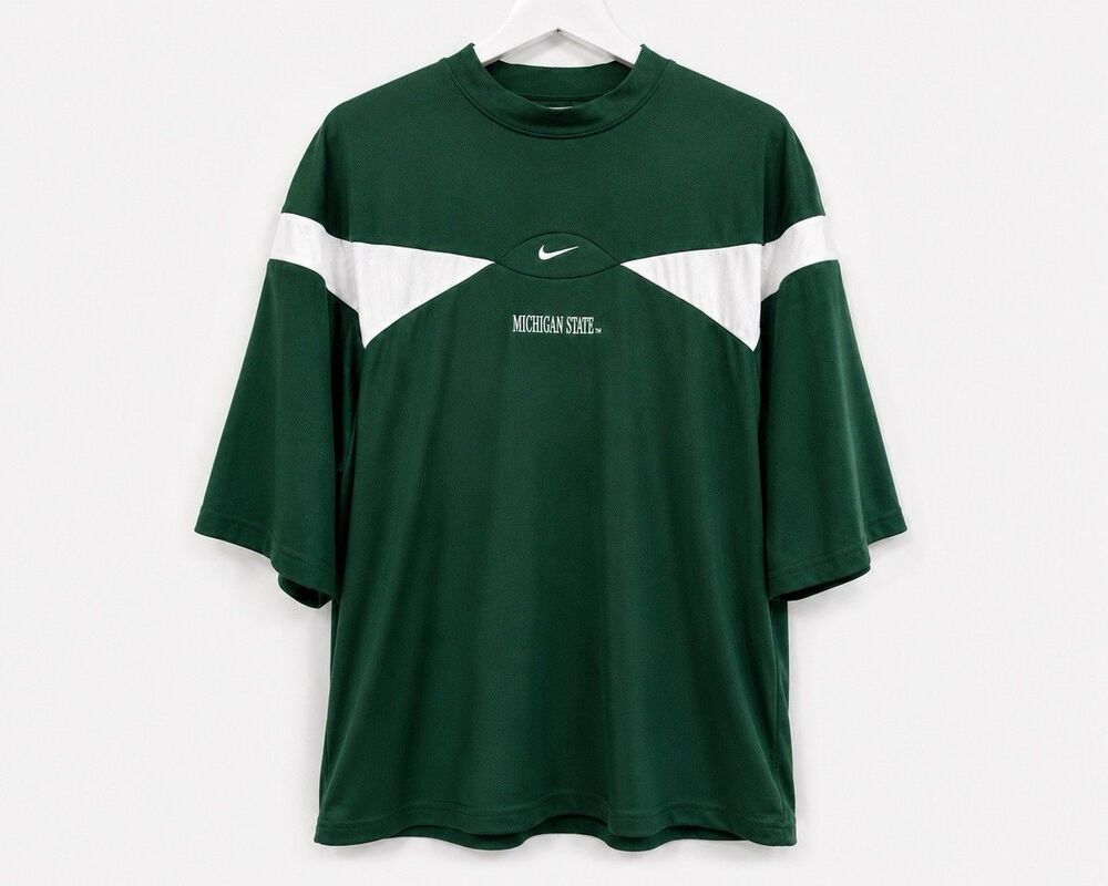 Vintage Nike Michigan State Spartans Center Swoosh Team Issue Dri Fit Jersey